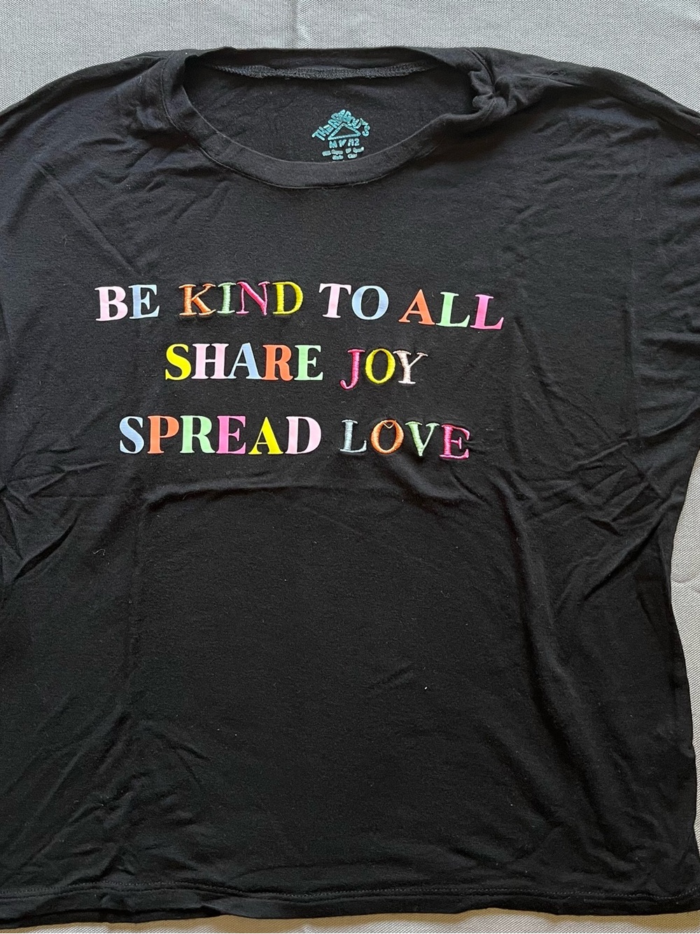 Kids Black Short-Sleeve Tee with Multicolor 'Be Kind to All' Slogan